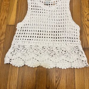 Ultra Pink White Crochet Tank Top